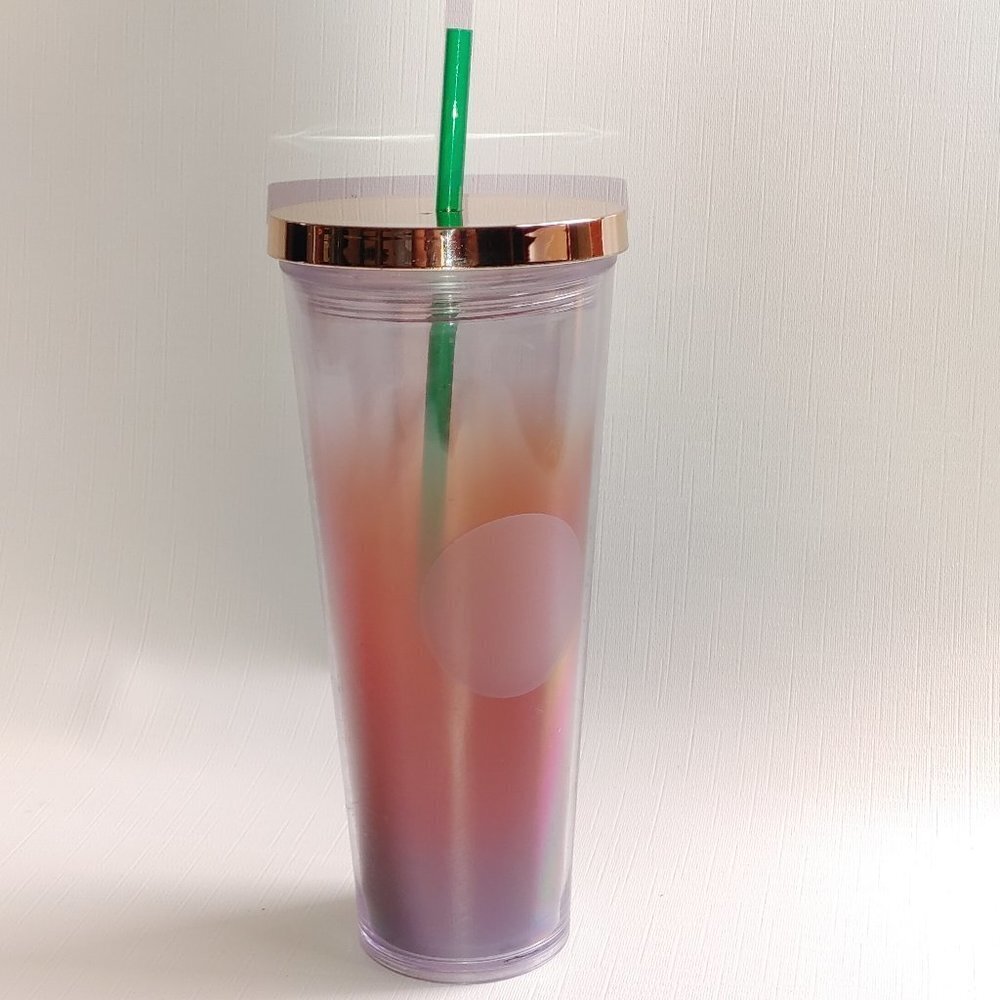 2014 Starbucks Gradient Red Ombre Gold Top 24 Oz Venti Tumbler